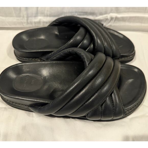 THE BALI TAILOR NWOB Oska Cushioned Leather Criss Cross Slide Sandals Black 7 - Picture 8 of 9
